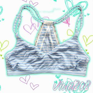 [M] Blue and White Stripe Bra Bralette